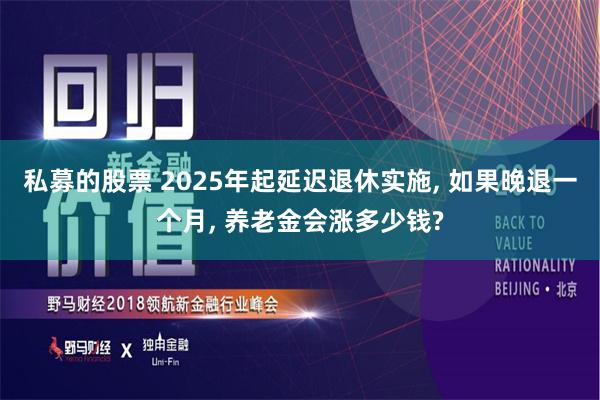 私募的股票 2025年起延迟退休实施, 如果晚退一个月, 养老金会涨多少钱?